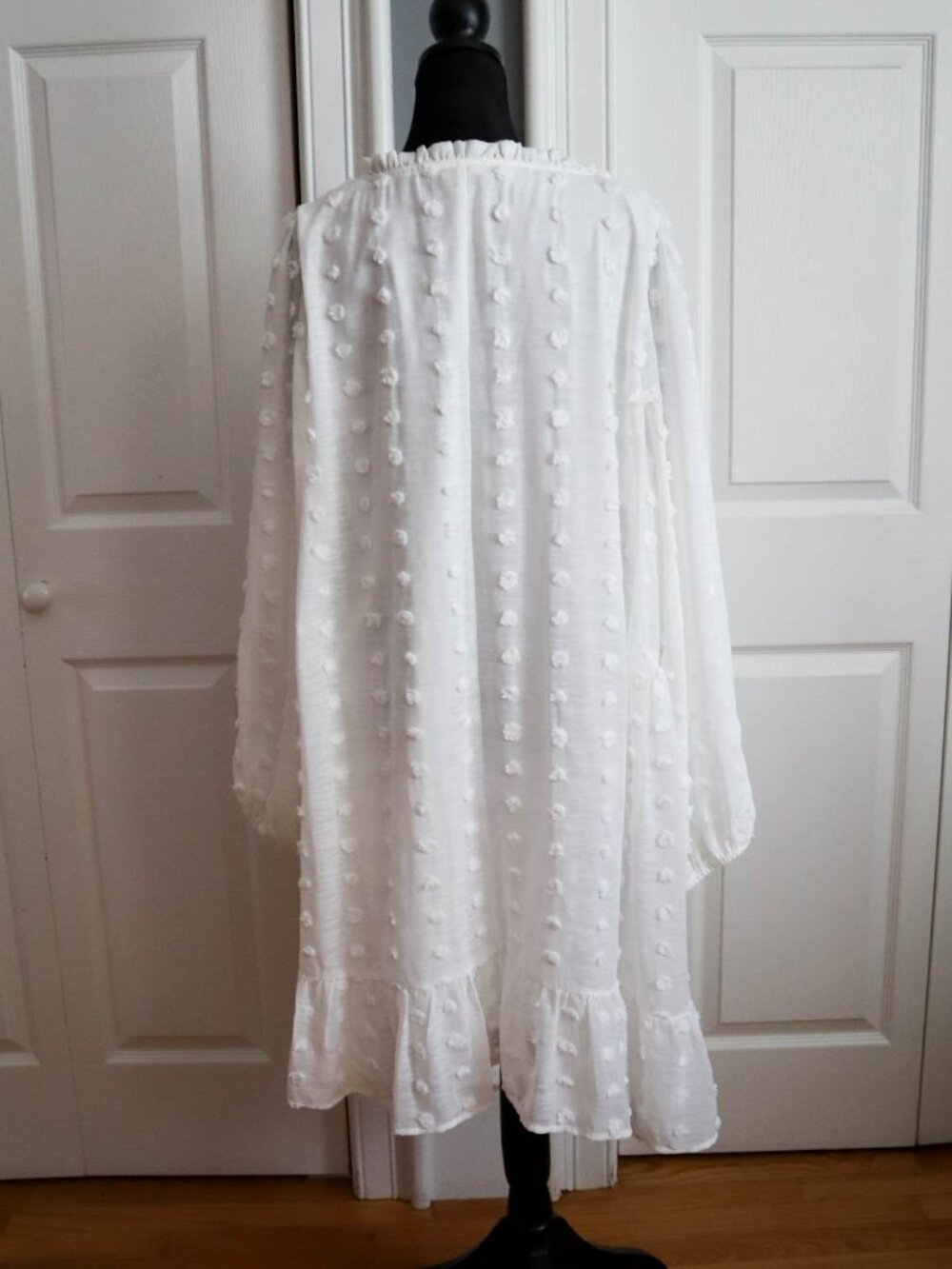 Arula Dress Sz B Woman's US Plus Size 2x White Swiss Dot Baby Doll Dress Boho - Picture 7 of 9